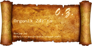 Orgonik Zéta névjegykártya